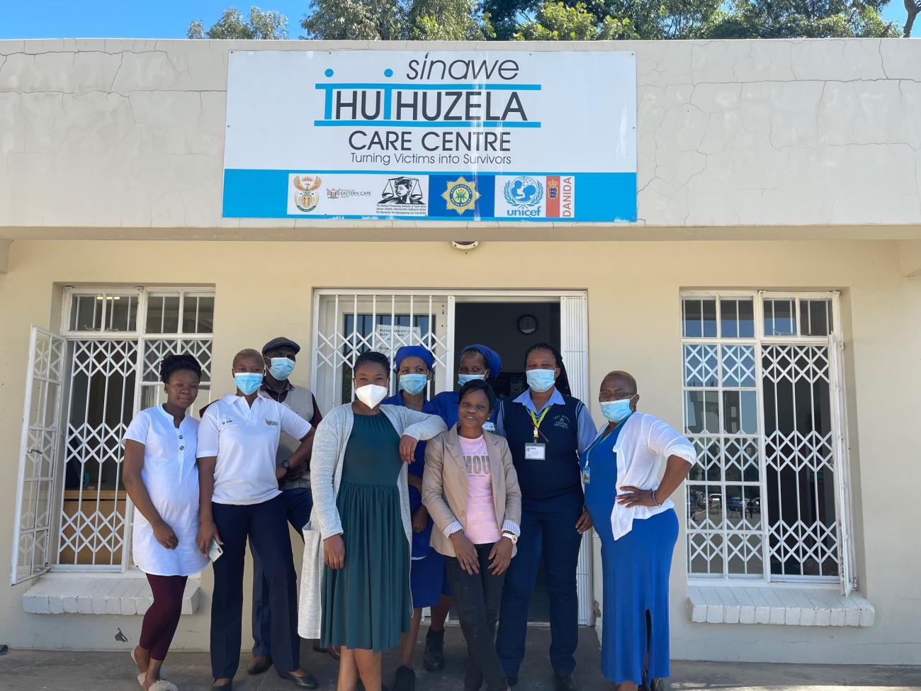 Dr. Ndyalvan (far right) with her team of front the Sinawe Thuthuzela Care Centre